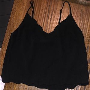 Black ruffle trim tank top